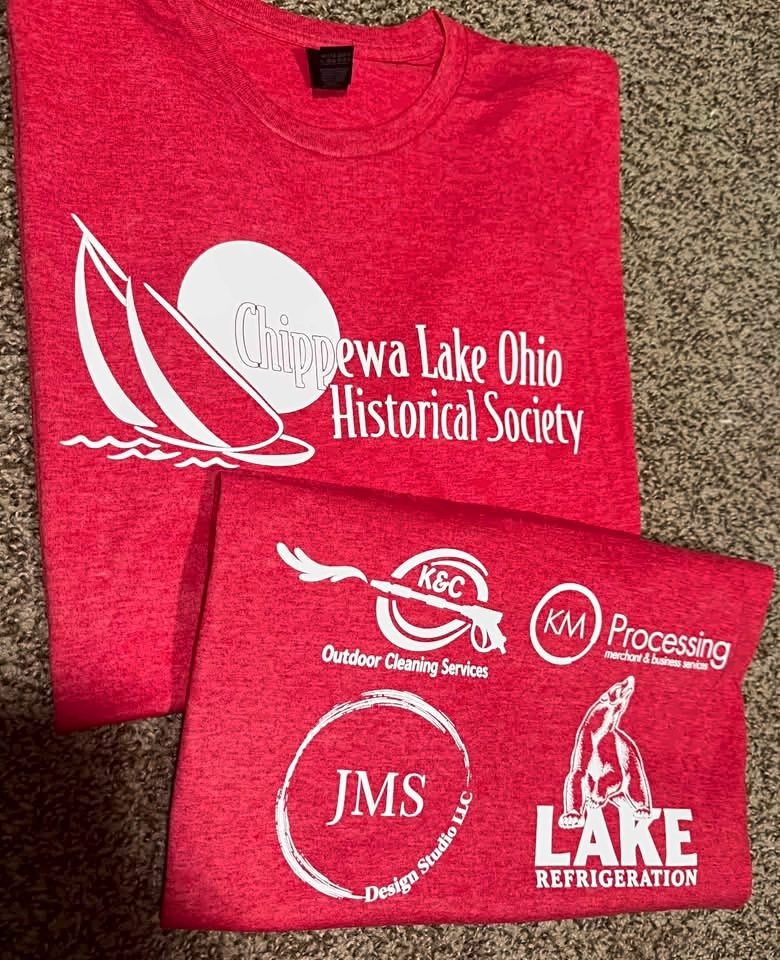 Red shirts printed for the Chippewa Lake Ohio Historical Society